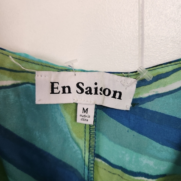 En Saison Blue Green Y2K Style Wrap Ruffle Mini Party Dress Anthropologie Medium - Picture 5 of 9